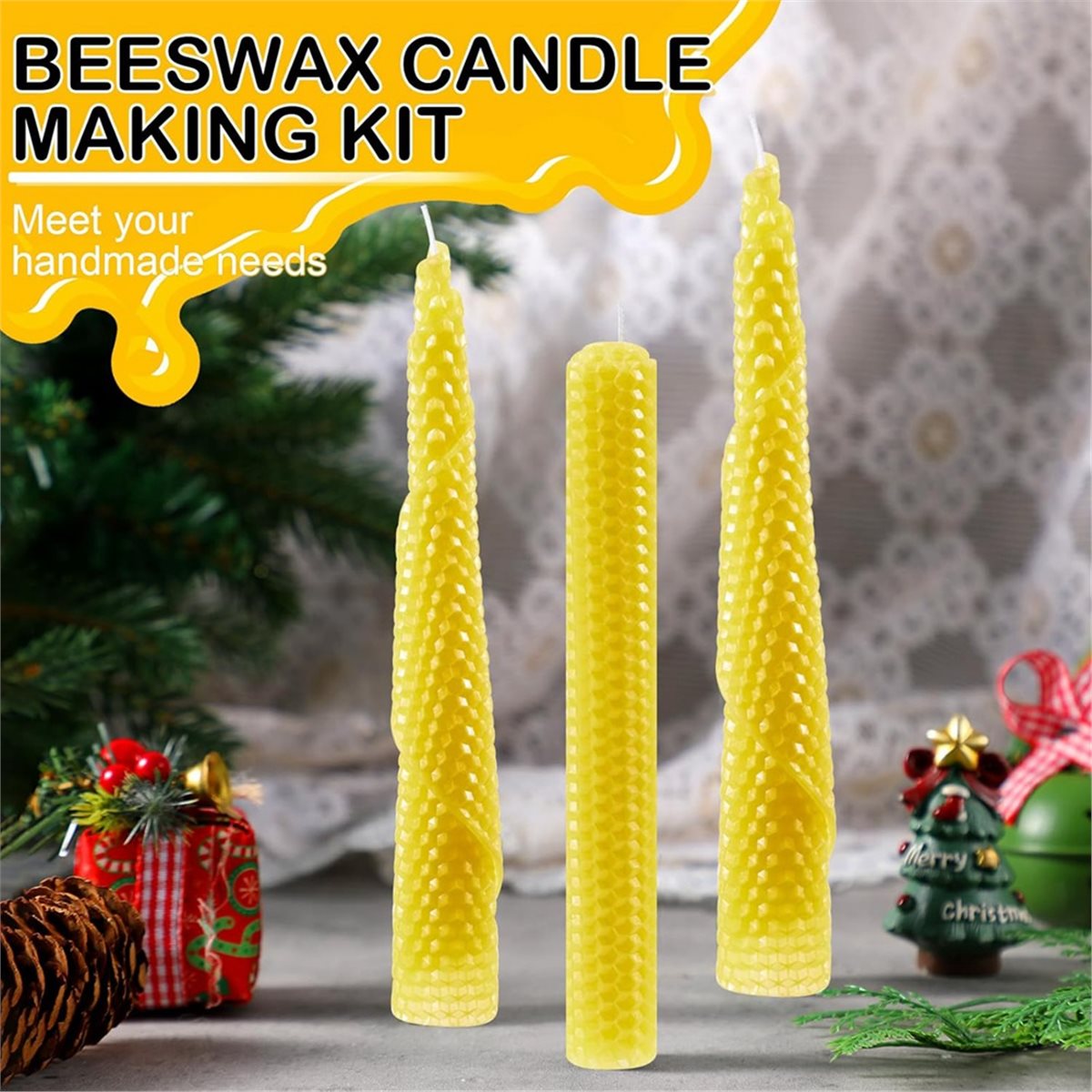 Beeswax Sheet Roll - N94R 24개 비즈왁스 캔들 제작 키트,