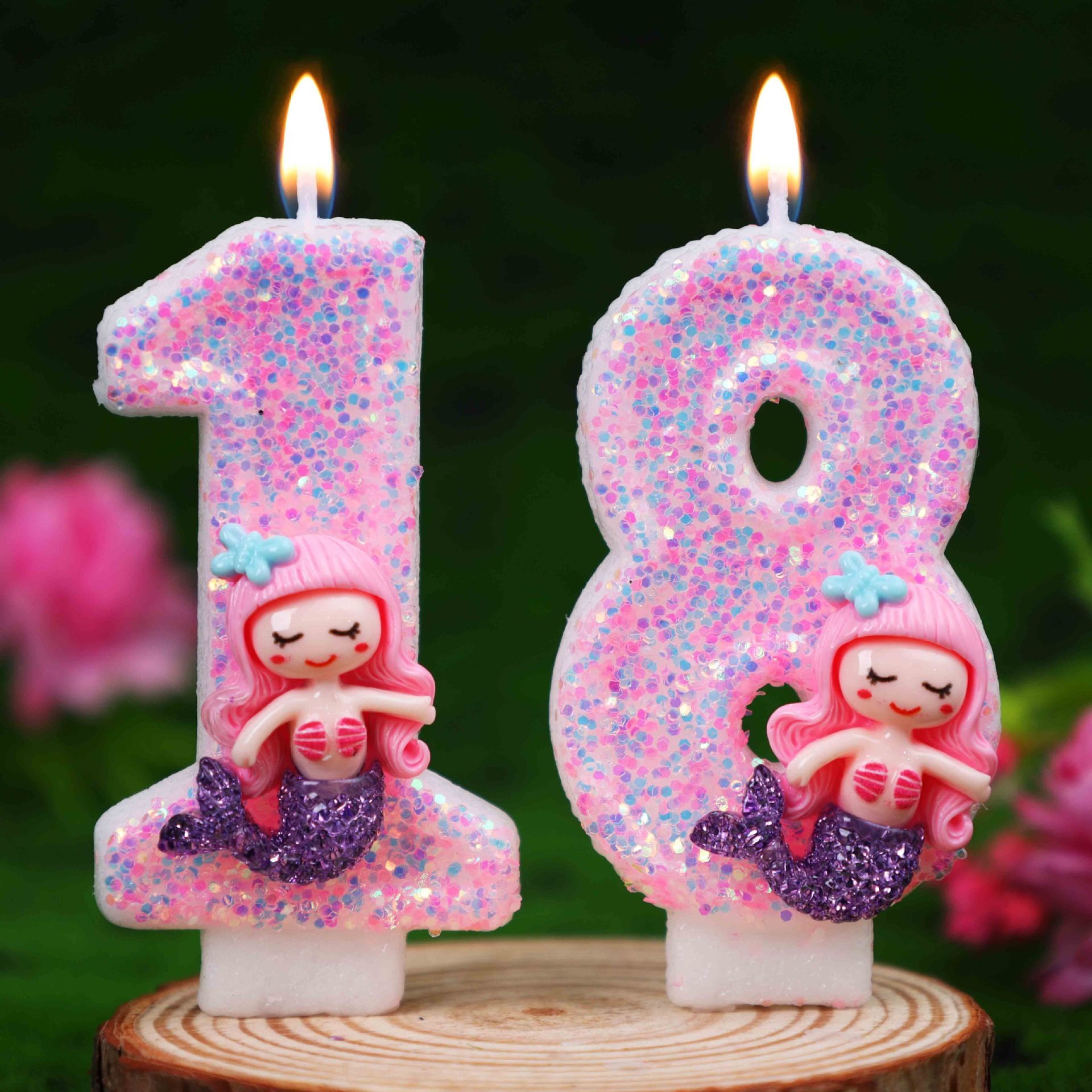 창의적인 핑크 인어 0-9 디지털 생일 양초 - 파티  - Candle For Supplies 리뷰 및 가격