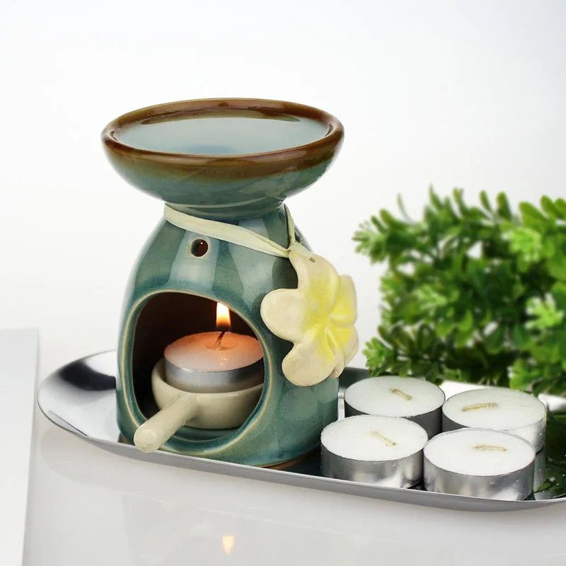 꽃 장식 아로마 버너 램프가 있는 세라믹 에센셜 오일  - Candle Supplies Essential Oils 리뷰 및 가격