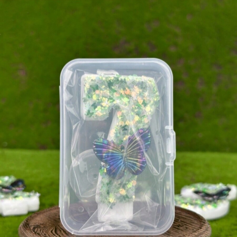 1Pc 녹색 장식 조각 번호 0-9 나비 케이크 양초  - Candle For Supplies 리뷰 및 가격